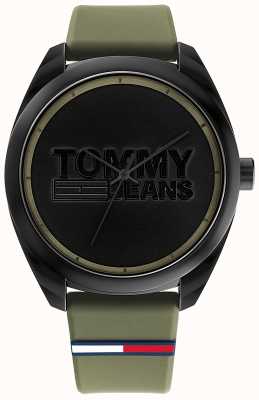 Tommy Hilfiger San Diego pour hommes | cadran noir | bracelet en silicone vert 1791930