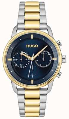 HUGO #conseil homme | cadran bleu | bracelet en acier inoxydable bicolore 1530235