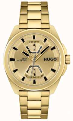 HUGO #exposer pour hommes | cadran or | bracelet en acier inoxydable doré 1530243