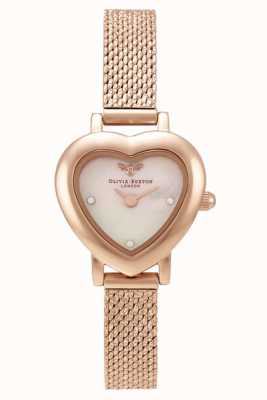 Olivia Burton Boitier en forme de cœur en or rose Signé pour les abeilles OB16MC72