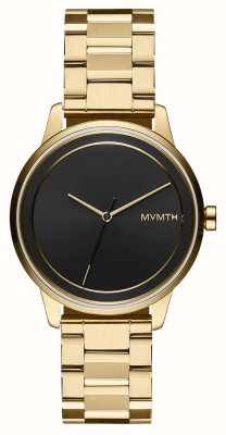 MVMT Hommes | profil | cadran noir | bracelet en acier pvd doré 28000185-D