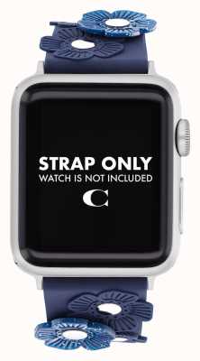 Coach Bracelet Apple Watch (38/40/41mm) silicone fleurs 3d bleu 14700055