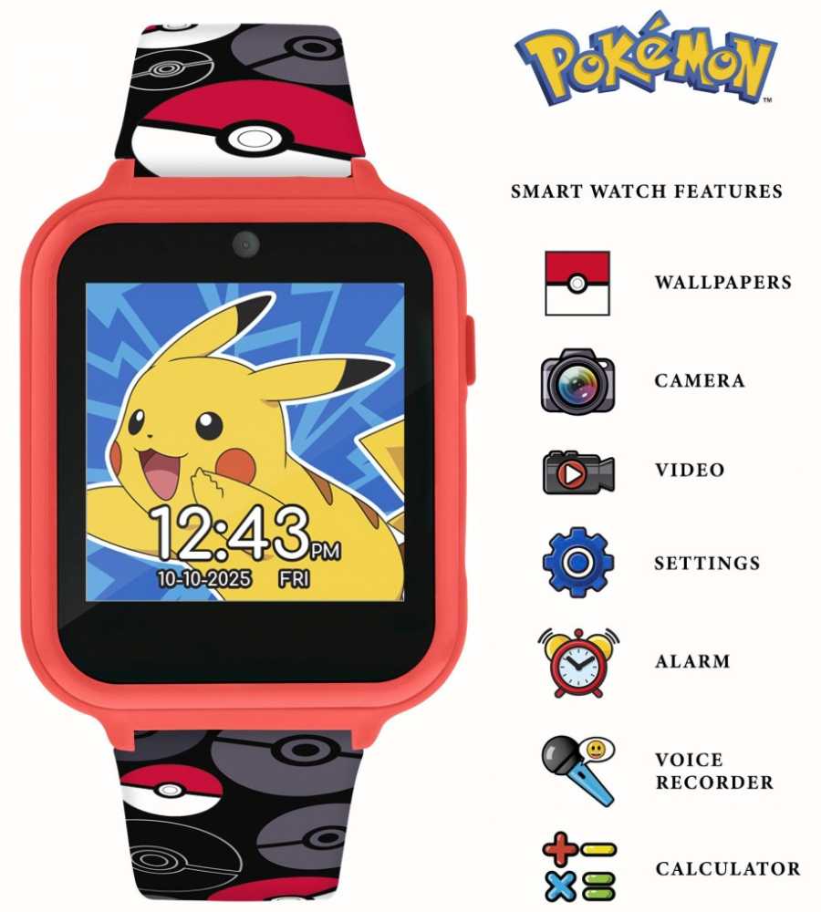 Pokemon Pikachu : sur une montre en plastique blanc, pour enfants