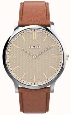 Timex Galerie | cadran beige | bracelet en cuir beige TW2V28200