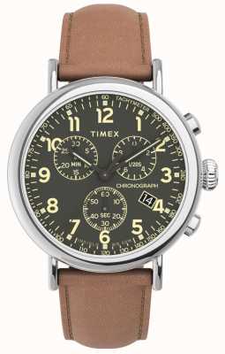 Timex Bracelet cuir marron chrono standard TW2V27500