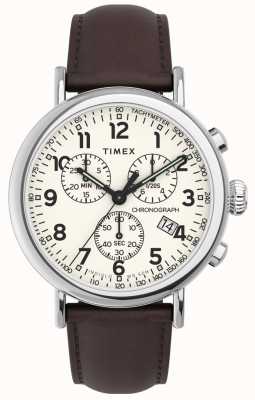 Timex Hommes | chrono standard | cadran beige | cuir marron TW2V27600