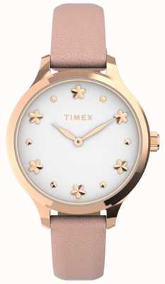 Timex Peyton femme | cadran blanc | bracelet en cuir rose TW2V23700