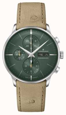 Junghans Chronoscope Meister | cadran vert | bracelet cuir beige date anglaise 27/4222.03