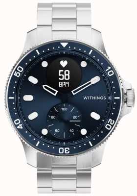 Withings Scanwatch horizon - montre intelligente hybride avec cadran hybride bleu ECG (43 mm) / acier inoxydable HWA09-MODEL 7-ALL-INT