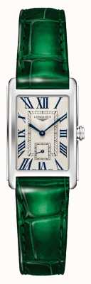 LONGINES Cadran rectangle bracelet cuir vert Dolcevita L5255471A