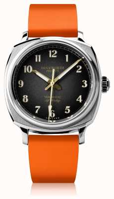Duckworth Prestex Vérimatique | automatique | cadran noir | bracelet en caoutchouc orange D891-01-OR