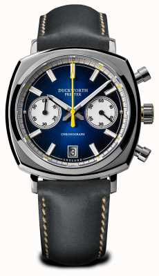 Duckworth Prestex Chrono 42 | cadran bleu | bracelet en cuir noir D550-03-G