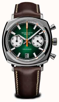 Duckworth Prestex Chrono 42 | cadran vert | bracelet en cuir marron D550-04-C