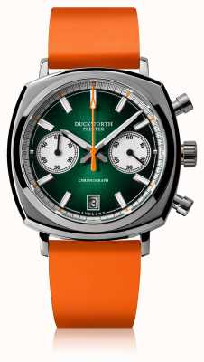Duckworth Prestex Chrono 42 | cadran vert | bracelet en caoutchouc orange D550-04-OR