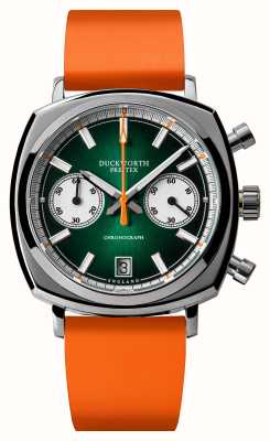 Duckworth Prestex Chronographe 42 (42mm) cadran vert soleil / caoutchouc orange D550-04-OR