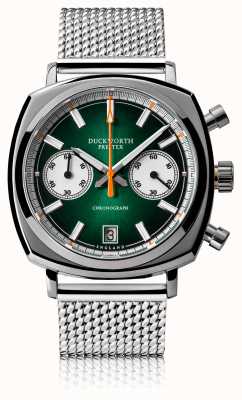 Duckworth Prestex Chrono 42 | cadran vert | bracelet en maille d'acier inoxydable D550-04-ST