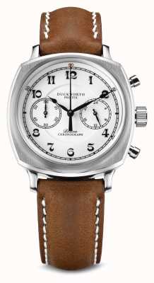 Duckworth Prestex Chronographe Bolton | cadran blanc | bracelet en cuir beige D531-02-B