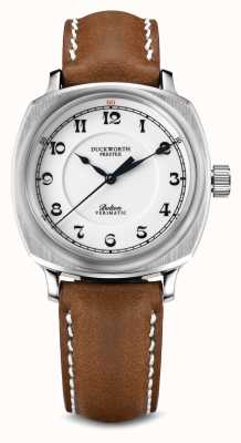 Duckworth Prestex Bolton verimatique | automatique | cadran blanc | bracelet en cuir marron D703-02-B