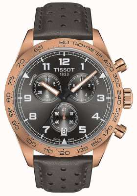 Tissot Prs 516 | chronographe | cadran gris | bracelet en cuir gris T1316173608200