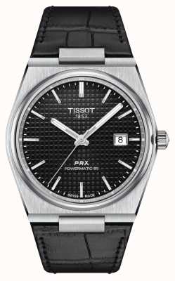 Tissot Prx 40mm automatique | cadran noir | bracelet en cuir noir T1374071605100