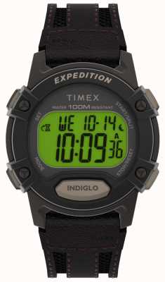 Timex Hommes | expédition | numérique | bracelet en cuir marron | TW4B24500