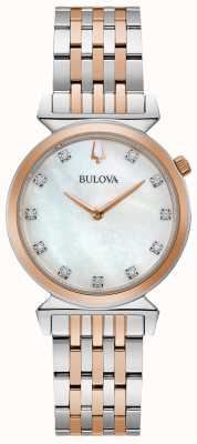 Bulova Regatta diamant 30 mm bicolore rose & argent 98P192