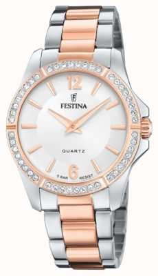 Festina Mesdames rose-pltd. montre avec serti cz et bracelet en acier F20595/1