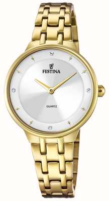 Festina Montre femme dorée avec serti cz et bracelet en acier F20601/1