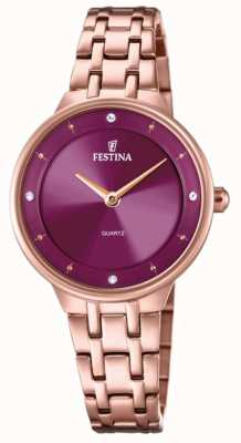 Festina Mesdames rose-pld. montre avec serti cz et bracelet en acier F20602/2