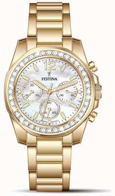 Festina Montre chrono femme en acier plaqué or avec bracelet en acier F20609/1