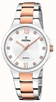 Festina Mesdames rose-pltd. montre avec serti cz et bracelet en acier F20612/1