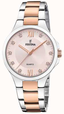 Festina Mesdames rose-pld. montre avec serti cz et bracelet en acier F20612/2