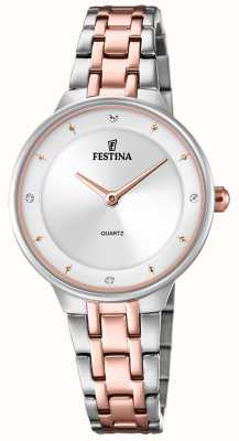 Festina Mesdames rose-plt. montre avec ensembles cz et bracelet en acier F20626/1