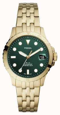 Fossil Fb-01 pour femmes | cadran vert | bracelet en acier inoxydable doré ES4746