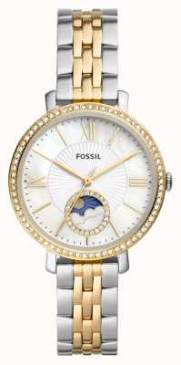 Fossil Jacqueline femme | cadran phase de lune blanc | bracelet en acier inoxydable bicolore ES5166