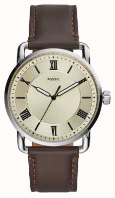 Fossil Copeland pour hommes | cadran crème | bracelet en cuir marron FS5663