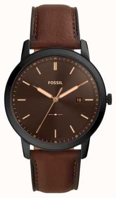 Fossil Minimaliste pour hommes | cadran marron | bracelet en cuir marron FS5841