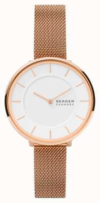 Skagen Montre à mailles en acier inoxydable couleur or rose Gitte SKW3013