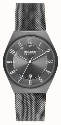 Skagen Montre à mailles en acier inoxydable anthracite avec date Grenen SKW6815