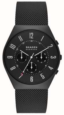 Skagen Montre à mailles en acier inoxydable chronographe Grenen minuit SKW6822