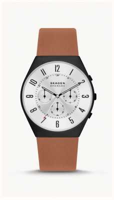 Skagen Montre chronographe grenen pour homme en cuir brun moyen SKW6823