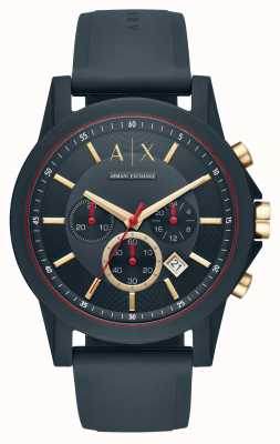 Armani Exchange Cadran chronographe bleu | bracelet en silicone bleu AX1335