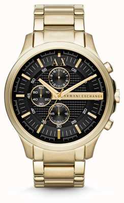 Armani Exchange Hommes | cadran chronographe noir | bracelet en acier inoxydable doré AX2137