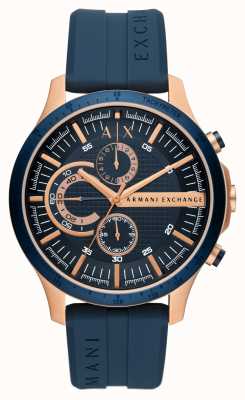 Armani Exchange Hommes | cadran chronographe bleu | bracelet en silicone bleu AX2440