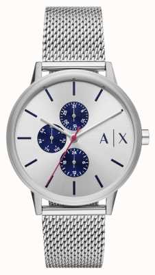 Armani Exchange Hommes | cadran argenté | bracelet en maille d'acier inoxydable AX2743