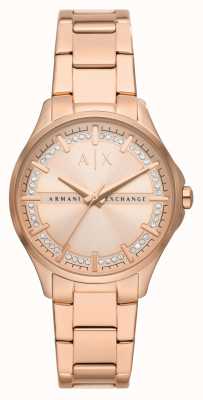 Armani Exchange Femme | cadran or rose | ensemble en cristal | bracelet en acier inoxydable or rose AX5264