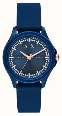 Armani Exchange Femme | cadran bleu | bracelet en caoutchouc bleu AX5266