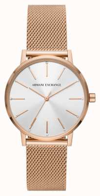 Armani Exchange Femme | cadran argenté | bracelet en maille d'acier d'or rose AX5573