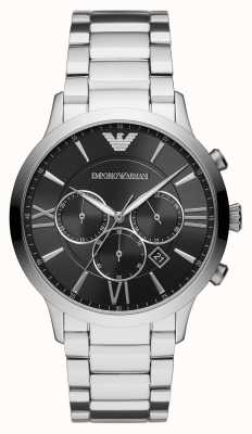 Emporio Armani Hommes | cadran chronographe noir | bracelet en acier inoxydable AR11208