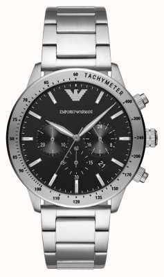 Emporio Armani Mario homme | cadran chronographe noir | bracelet en acier inoxydable AR11241